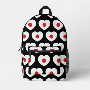 Japan Japanese Flag Heart Printed Backpack