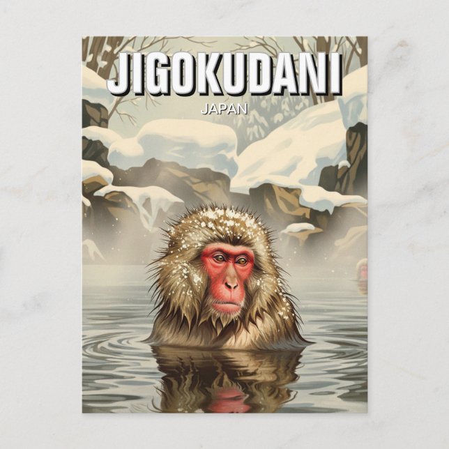 Japan Jigokudani Monkey Park Snow Monkey Postcard (Front)