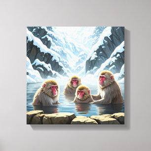 Japan Jigokudani Monkey Park Snow Monkeys Canvas Print