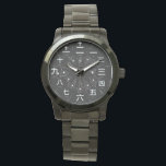 Japan kanji MANGA style [Black face 2] Watch<br><div class="desc">It is a Gothic Kanji character Board watch,  also Manga(comic) style. Pronunciation symbols are listed. 漢字（ゴシック体）の文字盤の時計です。発音記号も記載しています。</div>