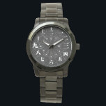 Japan kanji MANGA style [Black face 4] Watch<br><div class="desc">It is a roman Kanji character Board watch,  also Manga(comic) style. Pronunciation symbols are listed. 漢字（明朝体）の文字盤の時計です。発音記号も記載しています。</div>