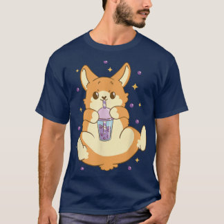 Japan Kawaii Bubble Tea Shiba Inu Boba Tea Corgi C T-Shirt