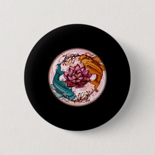 Japan Koi Fish Anime Water Lily Pastel Goth 2 Inch Round Button