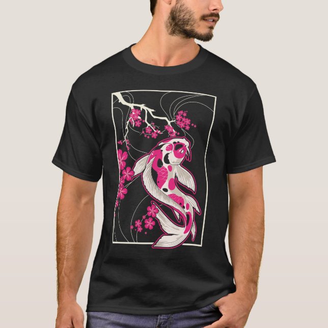 Japan Koi Fish Cherry Blossom Japanese Nishikigoi T-Shirt (Front)