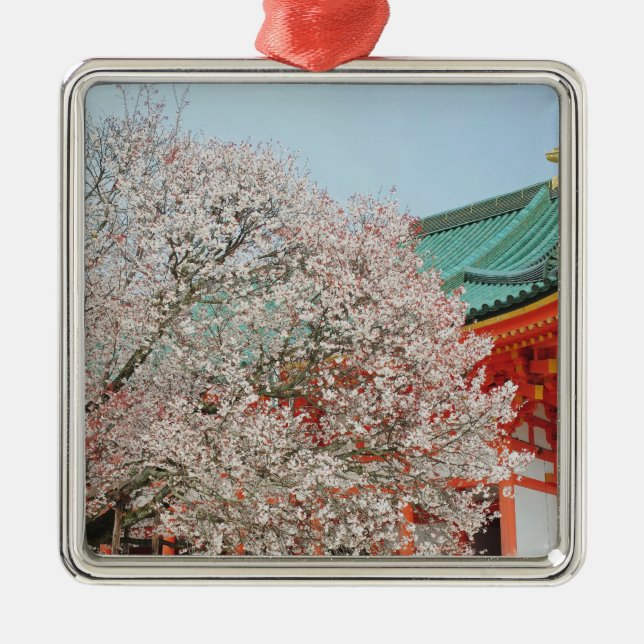 Japan, Kyoto. Cherry blossom of Shinto Metal Ornament (Front)