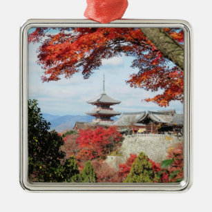 Japan, Kyoto. Kiyomizu temple in Autumn colour Metal Ornament