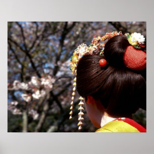 Japan, Kyoto. Rear view close-up of geisha's Poster