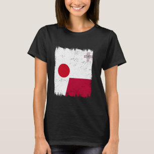 Japan Malta Half Flag Japanese Maltese Roots T-Shirt