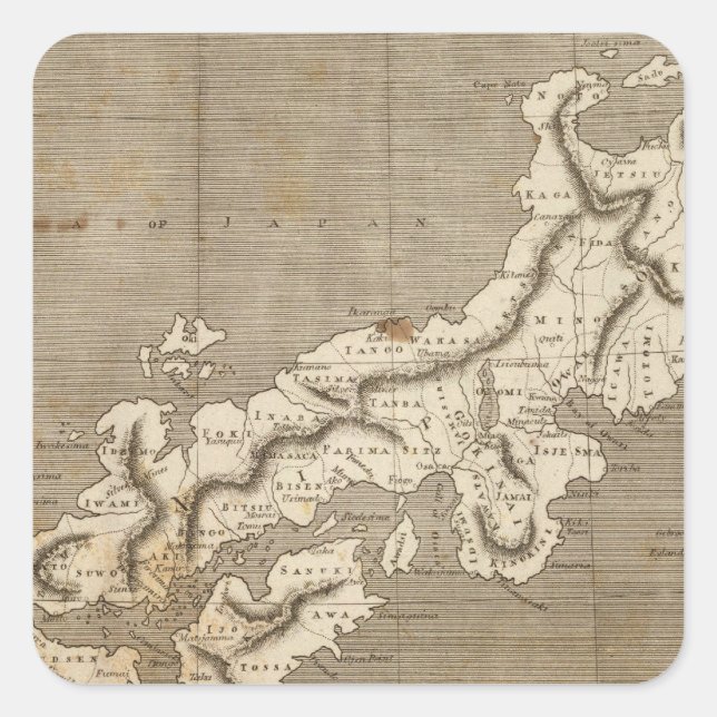 Japan Map by Arrowsmith Square Sticker (Front)