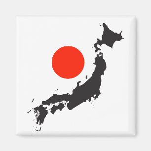 Japan map outline and circle magnet