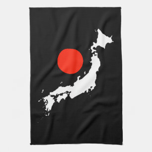 Japan map outline and red circle from flag kitchen towel