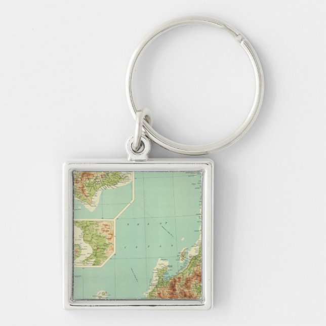 Japan map with shipping routes keychain (Front)