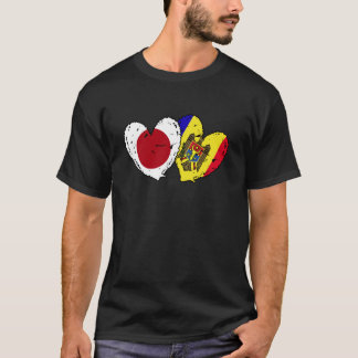 Japan Moldova Heart Flags Japanese Moldovan Dual F T-Shirt