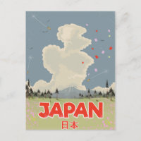 Japan Mount Fiji vintage style cartoon