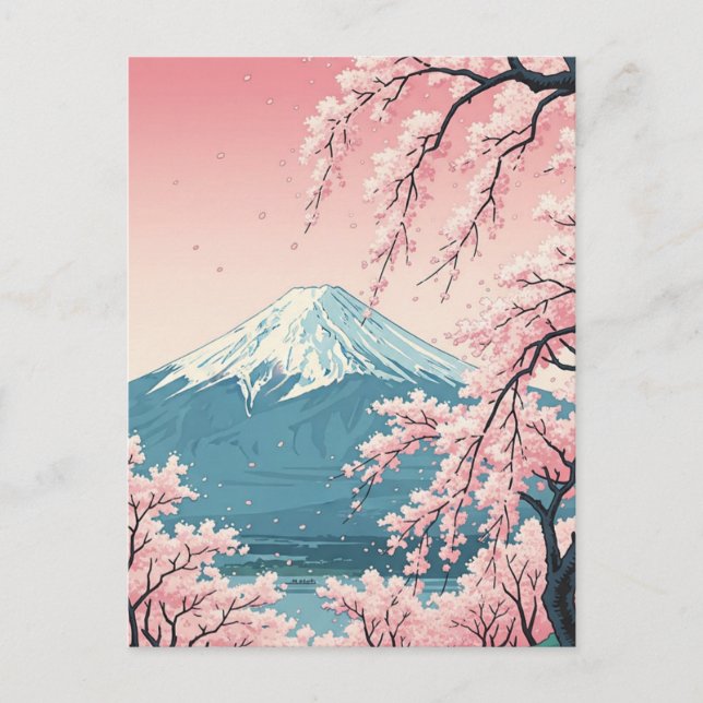 Japan Mount Fuji Fujisan Cherry Blossoms Postcard (Front)