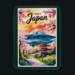 Japan Mount Fuji Illustration Travel Art Vintage Magnet<br><div class="desc">Japan retro vector travel design. From Tokyo’s vibrant streets and Kyoto’s historic shrines to the majestic Mount Fuji and spring cherry blossoms,  Japan offers a perfect blend of culture,  nature,  and innovation for travelers around the world.</div>
