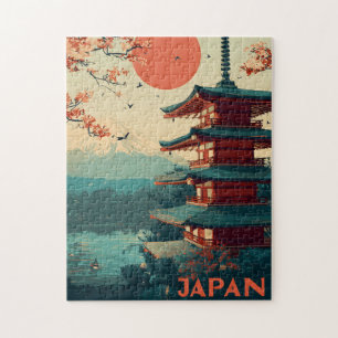 Japan Mount Fuji Pagoda vintage Jigsaw Puzzle
