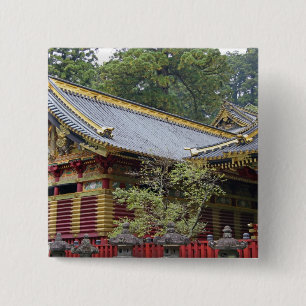 Japan, Nikko. Toshogu Shrine and mausoleum in 2 Inch Square Button