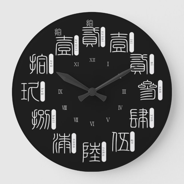 Japan old difficult kanji style [black face] large clock (Front)