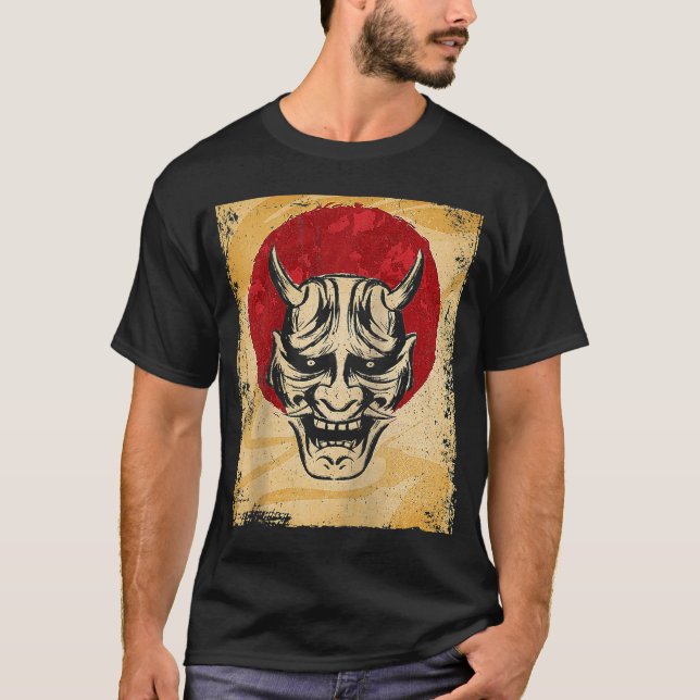 Japan Oni Mask Fighter Japanese Retro Raglan 1 T-Shirt (Front)