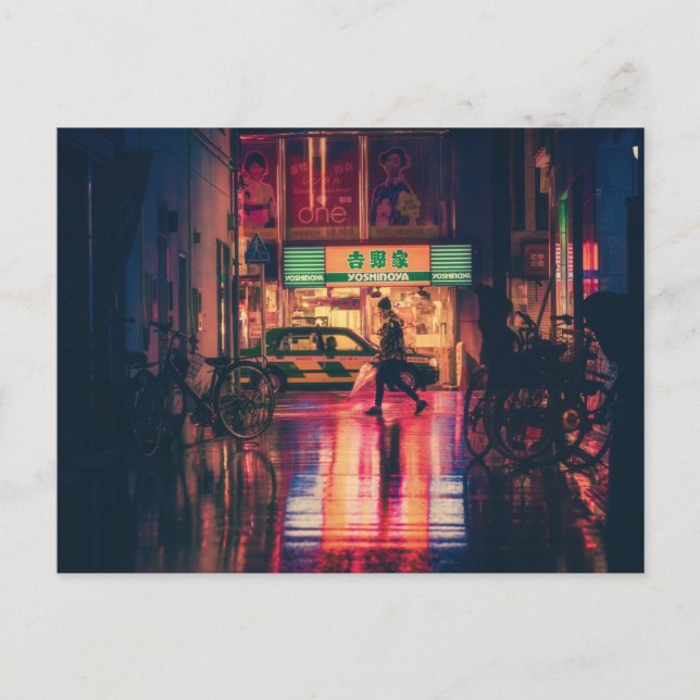 Japan Osaka Street Night Postcard (Front)