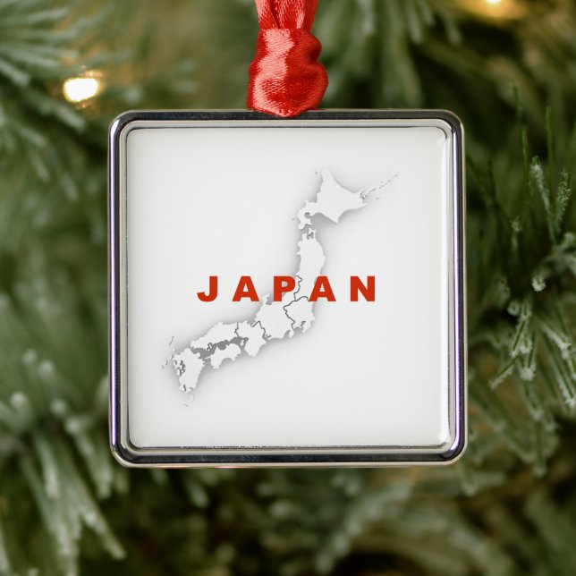 Japan Outline Map Metal Ornament (Tree)