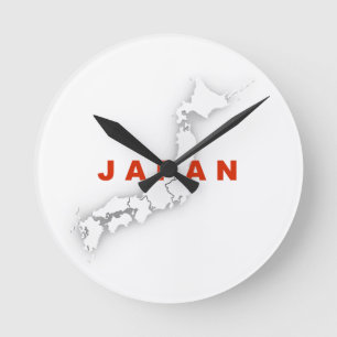 Japan Outline Map Round Clock