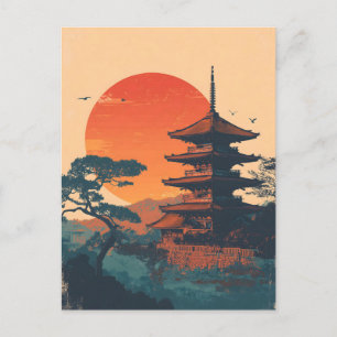 Japan Pagoda vintage Postcard