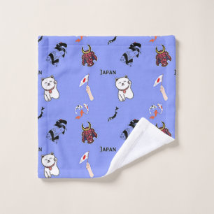 Japan pattern on blue wash cloth
