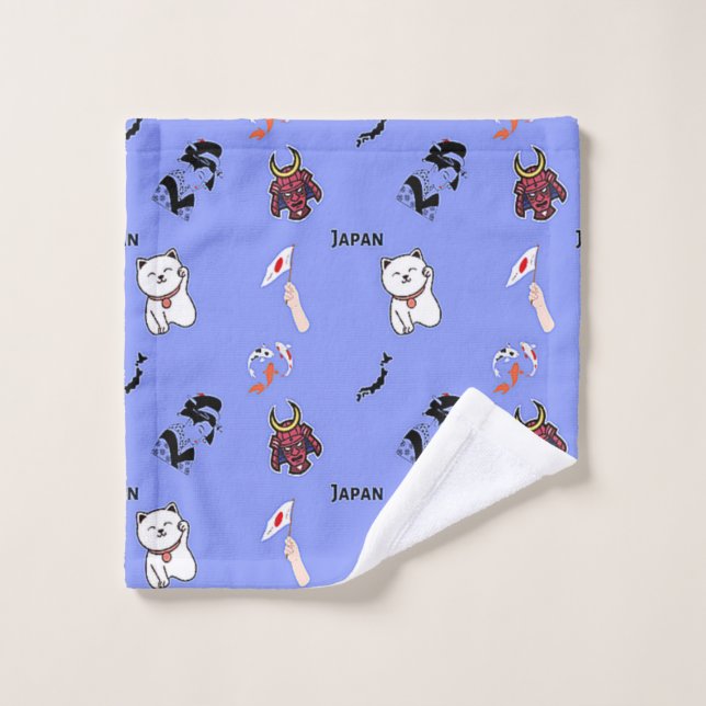 Japan pattern on blue wash cloth (Wash Cloth)