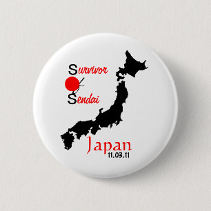 Japan relief tsunami earthquake Sendai 2 Inch Round Button