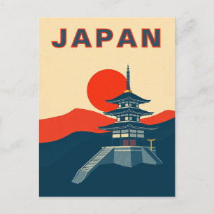 Japan Retro Travel Art Pagoda Temple Postcard