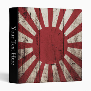 Japan Rising Sun Flag on Old Wood Grain Binder