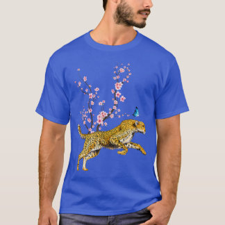 Japan Sakura Cherry Blossom Leopard Cats Japanese  T-Shirt