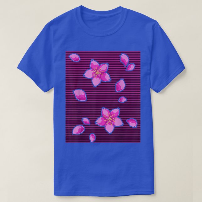 Japan Sakura Flower Blossom 80s Vaporwave Cherry B T-Shirt (Design Front)