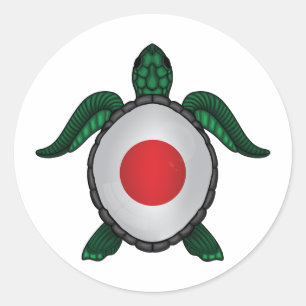 Japan sea turtle flag classic round sticker