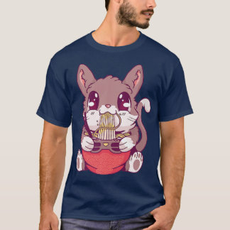 Japan Style Anime Kawaii Ramen Cat  T-Shirt