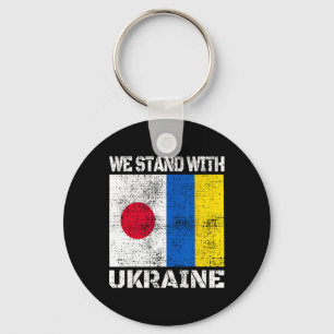 Japan Support Ukrainian Flag We Stand With Ukraine Keychain