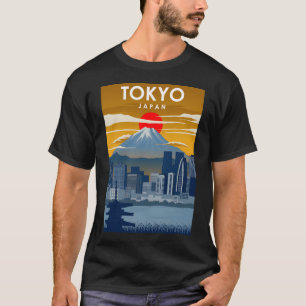 Japan Tokyo Mount Fuji Cityscape Vintage Minimal T T-Shirt