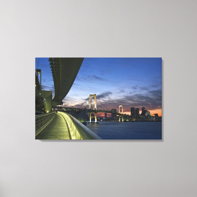 Japan. Tokyo. Rainbow Bridge in Tokyo Bay. Canvas Print (Front)