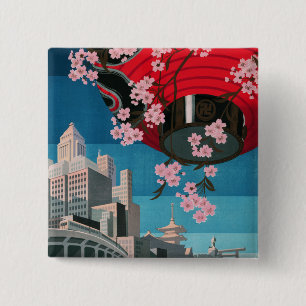 Japan Tokyo Vintage Japanese Travel Poster 2 Inch Square Button