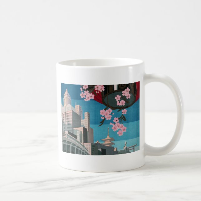 Japan Tokyo Vintage Japanese Travel Poster Coffee Mug (Right)
