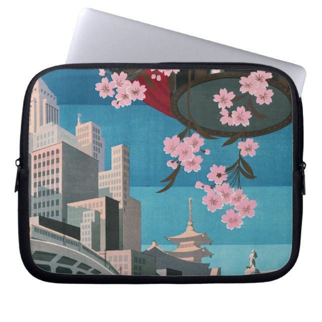 Japan Tokyo Vintage Japanese Travel Poster Laptop Sleeve (Front)