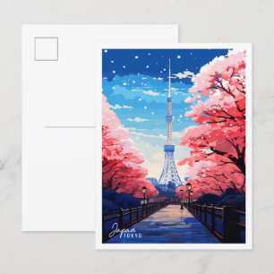 Japan Tokyo vintage travel illustration Postcard