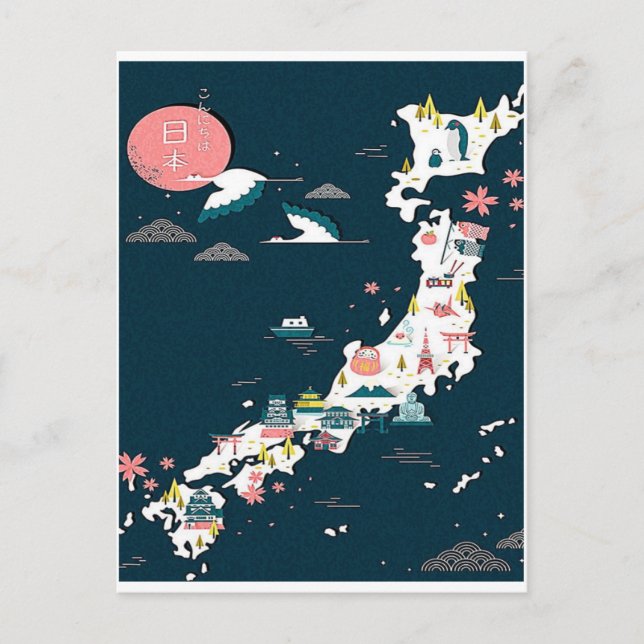 Japan touristic map postcard (Front)