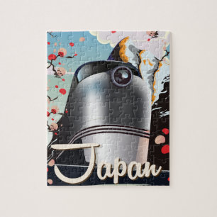 Japan Train vintage travel poster. Jigsaw Puzzle