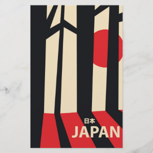 Japan vintage forest travel poster. stationery