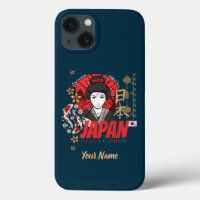 Japan Vintage Geisha with Flag Koi and Lotus Souve