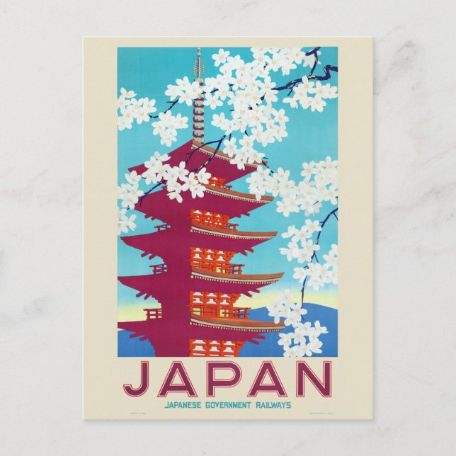 Japan Vintage Travel Poster 1930s Postcard (Front)