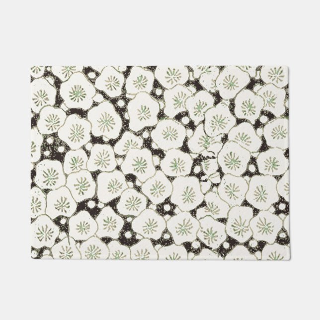 Japan White Flower floral garden Doormat (Front)